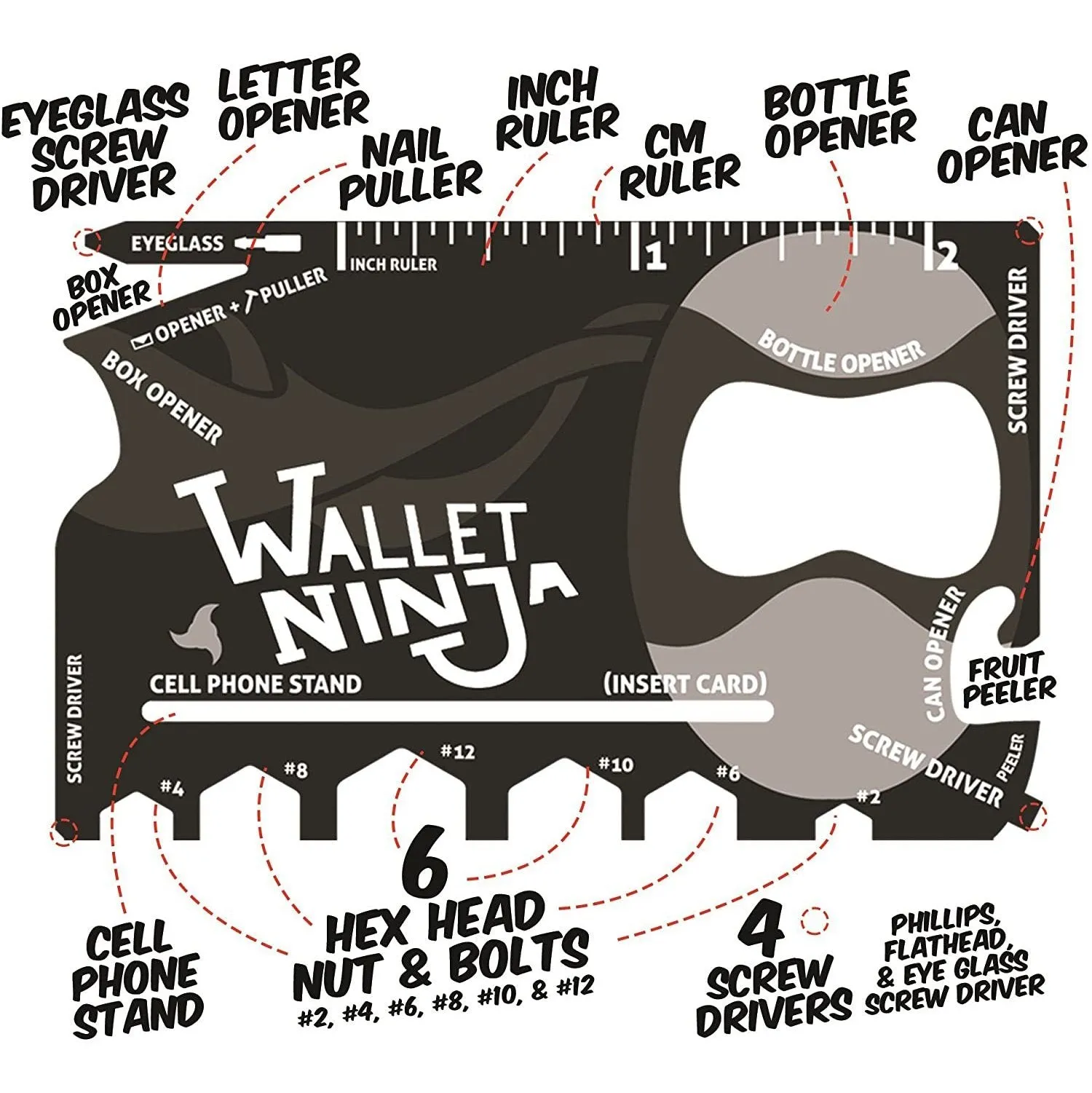 2-Pack: Wallet Ninja 18-in-1 Credit Card Sized Multi-tool