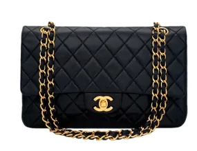 Authentic Chanel Vintage Black Lambskin Medium Double Flap