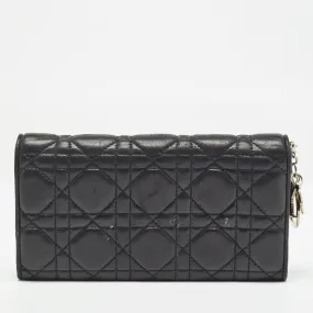 Black Cannage Leather Lady Continental Wallet