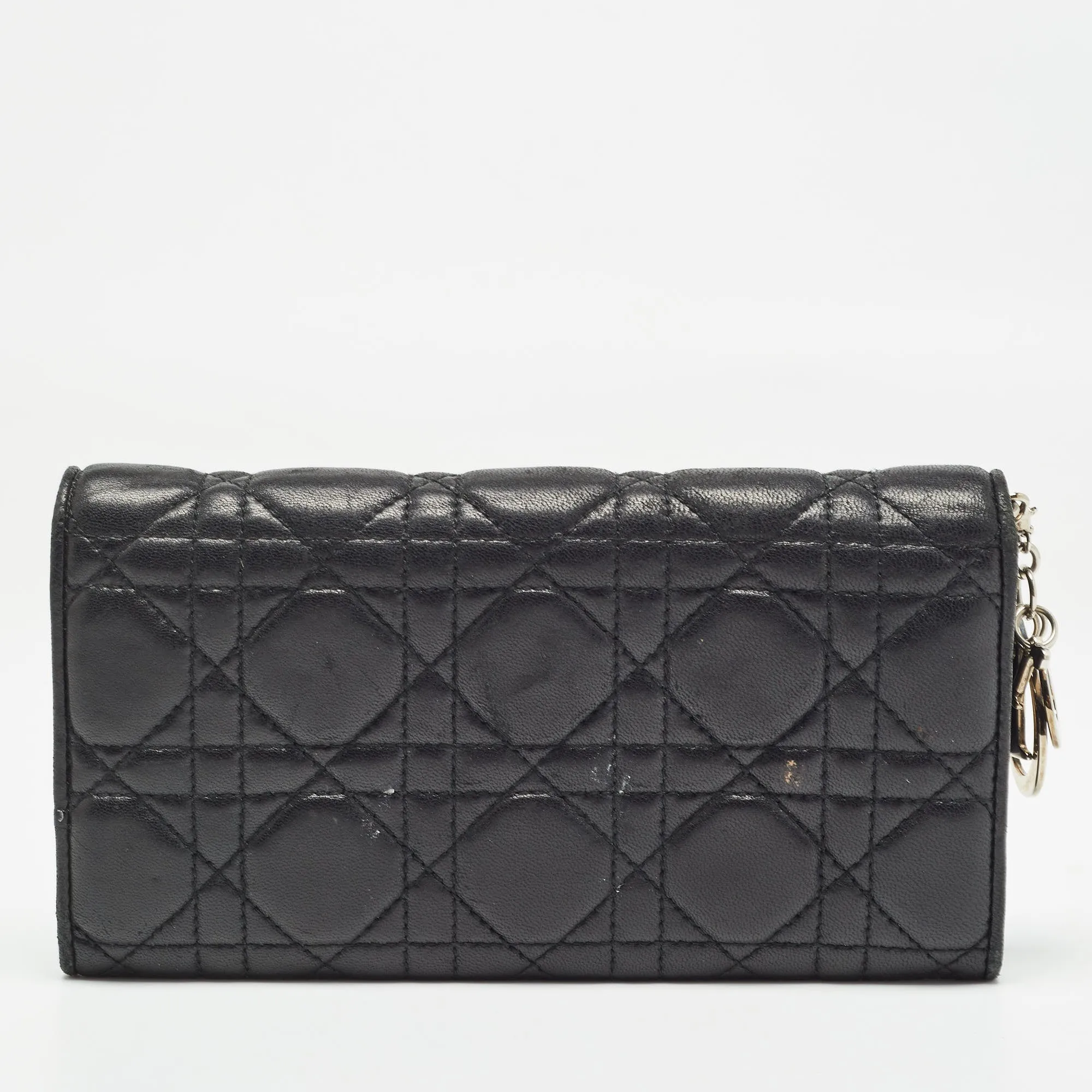Black Cannage Leather Lady Continental Wallet