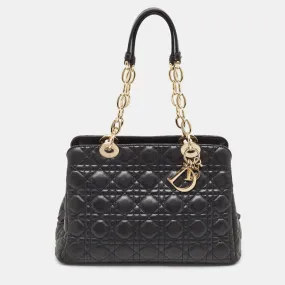 Black Cannage Leather Soft Lady Satchel