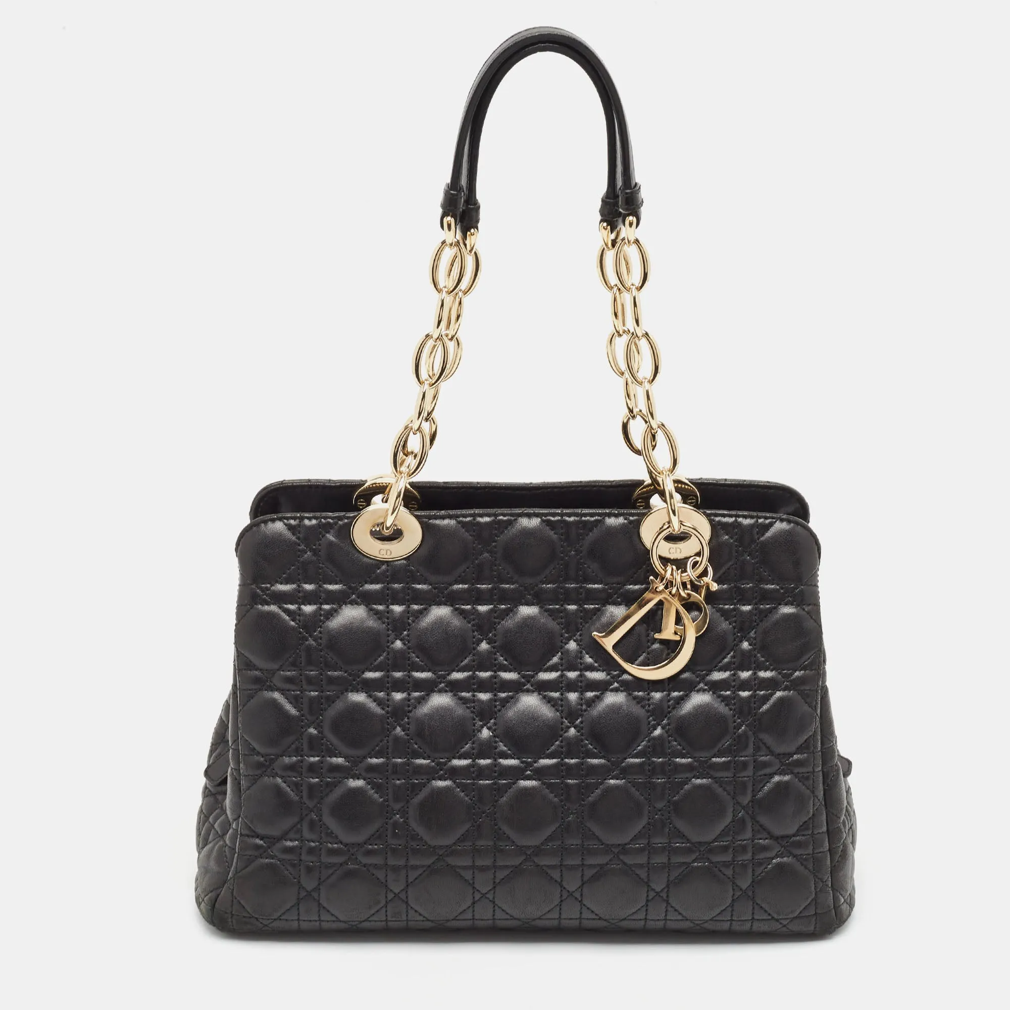 Black Cannage Leather Soft Lady Satchel