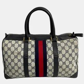 Black Canvas GG Canvas Sherry Line Vintage Satchel Bag