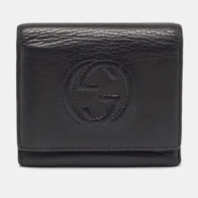Black Leather Soho Trifold Wallet