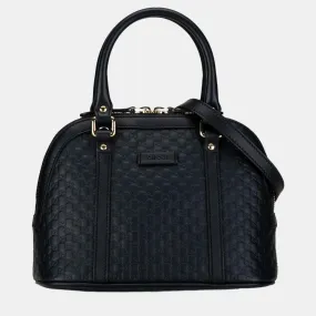 Black Mini Microguccissima Dome Satchel