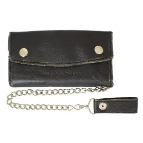 BOL Men's Tri fold Snap Closure Chain Wallet