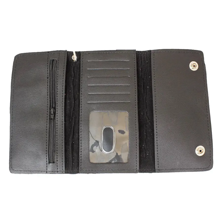 BOL Men's Tri fold Snap Closure Chain Wallet