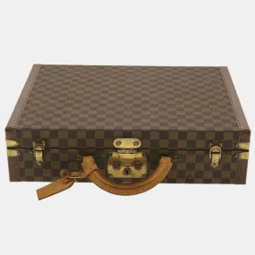 Brown Damier Ebene Canvas Alzer travel handbag