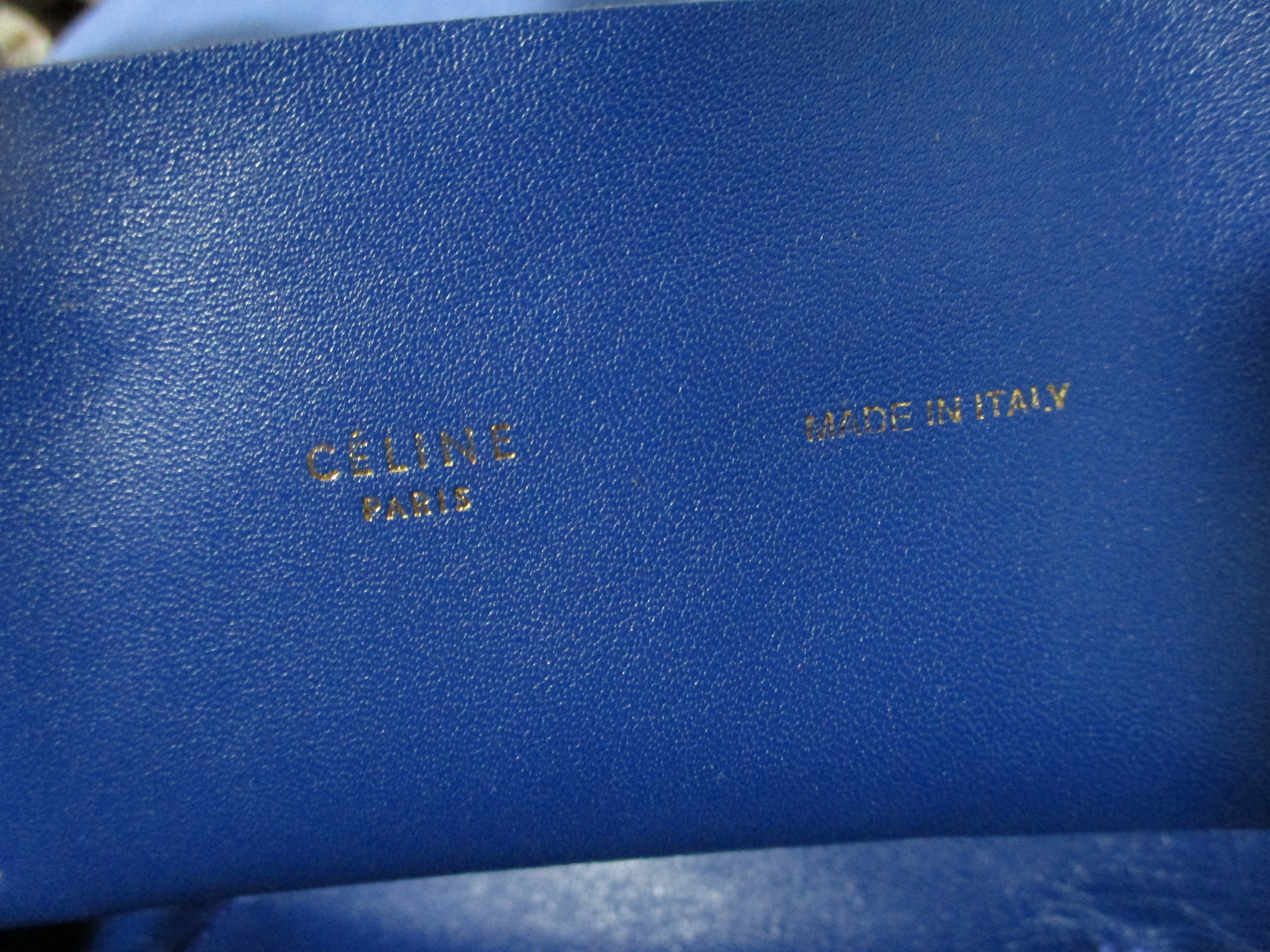 CELINE BI-CABAS Leather Tote Bag Shopper Luggage Italy OLIVE GREEN BLUE