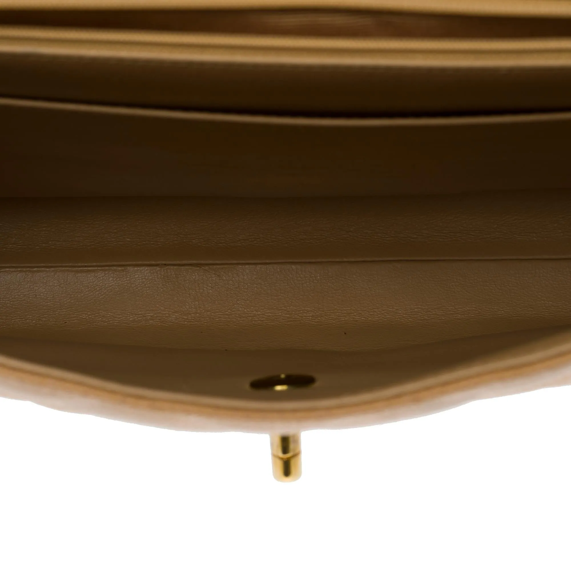CHANEL Amazing vintage Briefcase in beige caviar leather, GHW