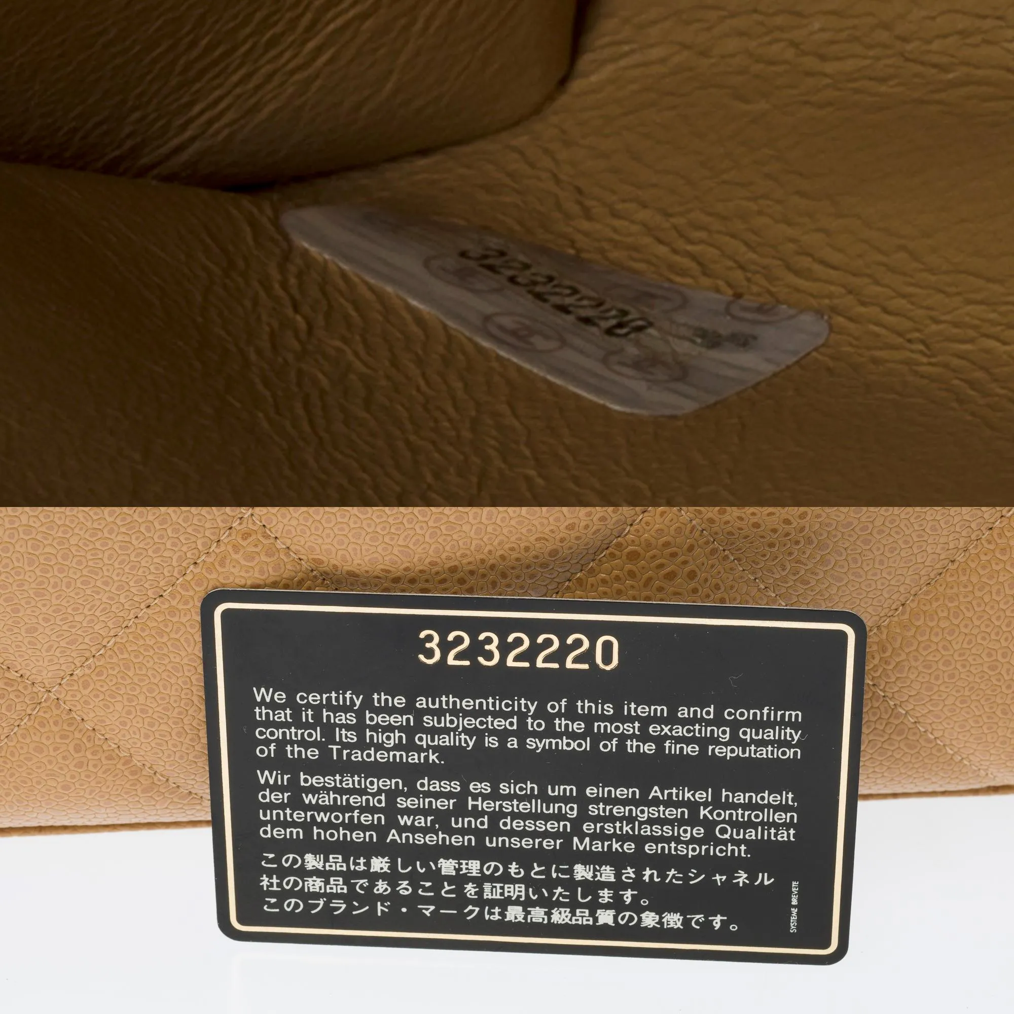 CHANEL Amazing vintage Briefcase in beige caviar leather, GHW