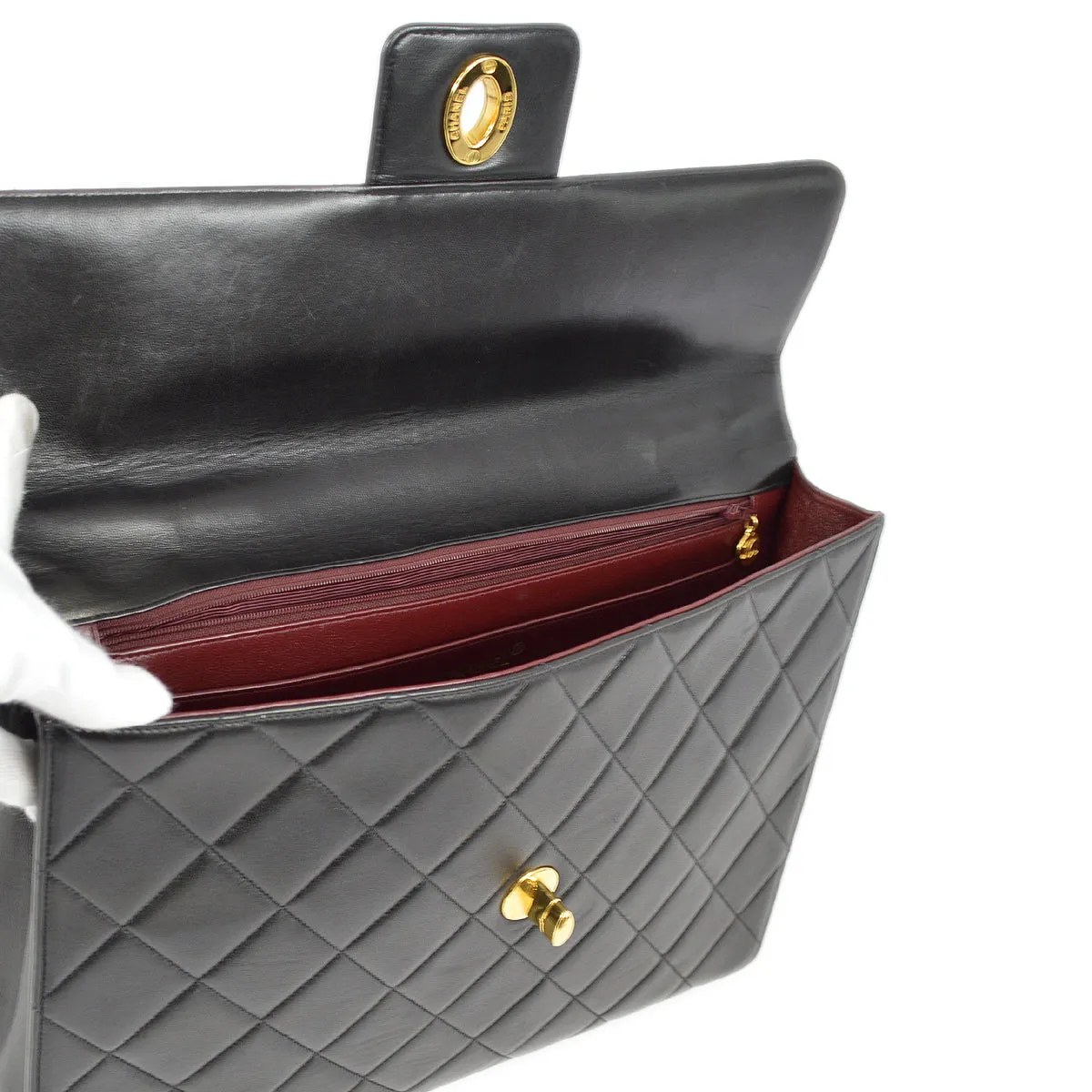Chanel Black Lambskin Briefcase Business Handbag