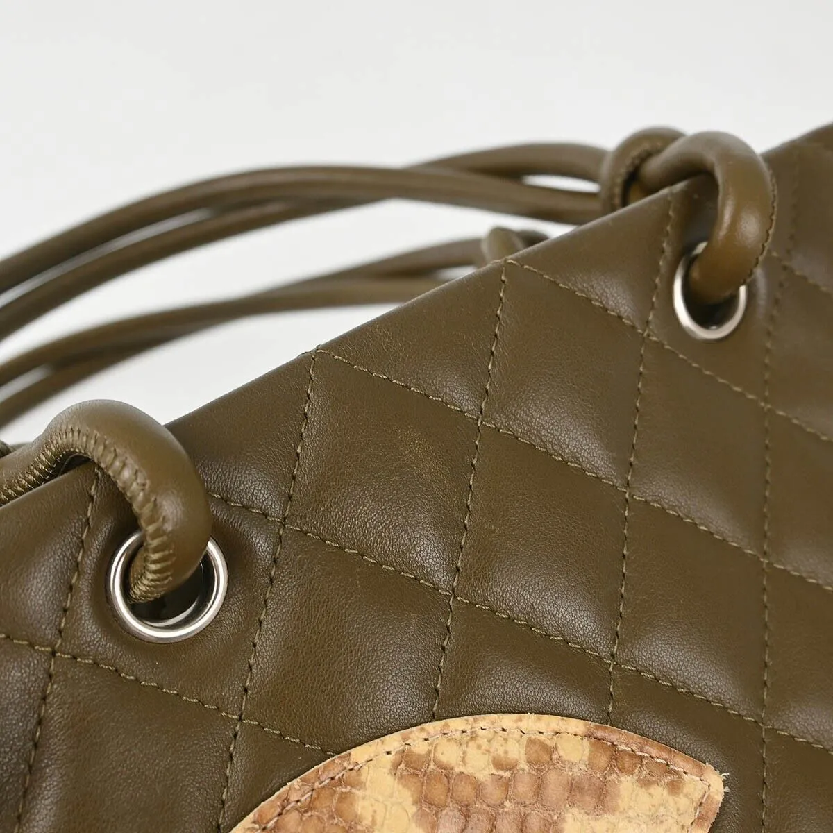 Chanel Khaki Calfskin Cambon Ligne Tote