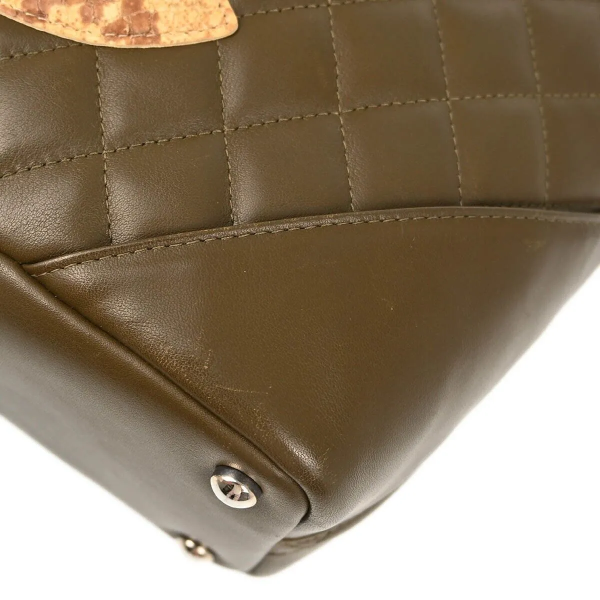 Chanel Khaki Calfskin Cambon Ligne Tote