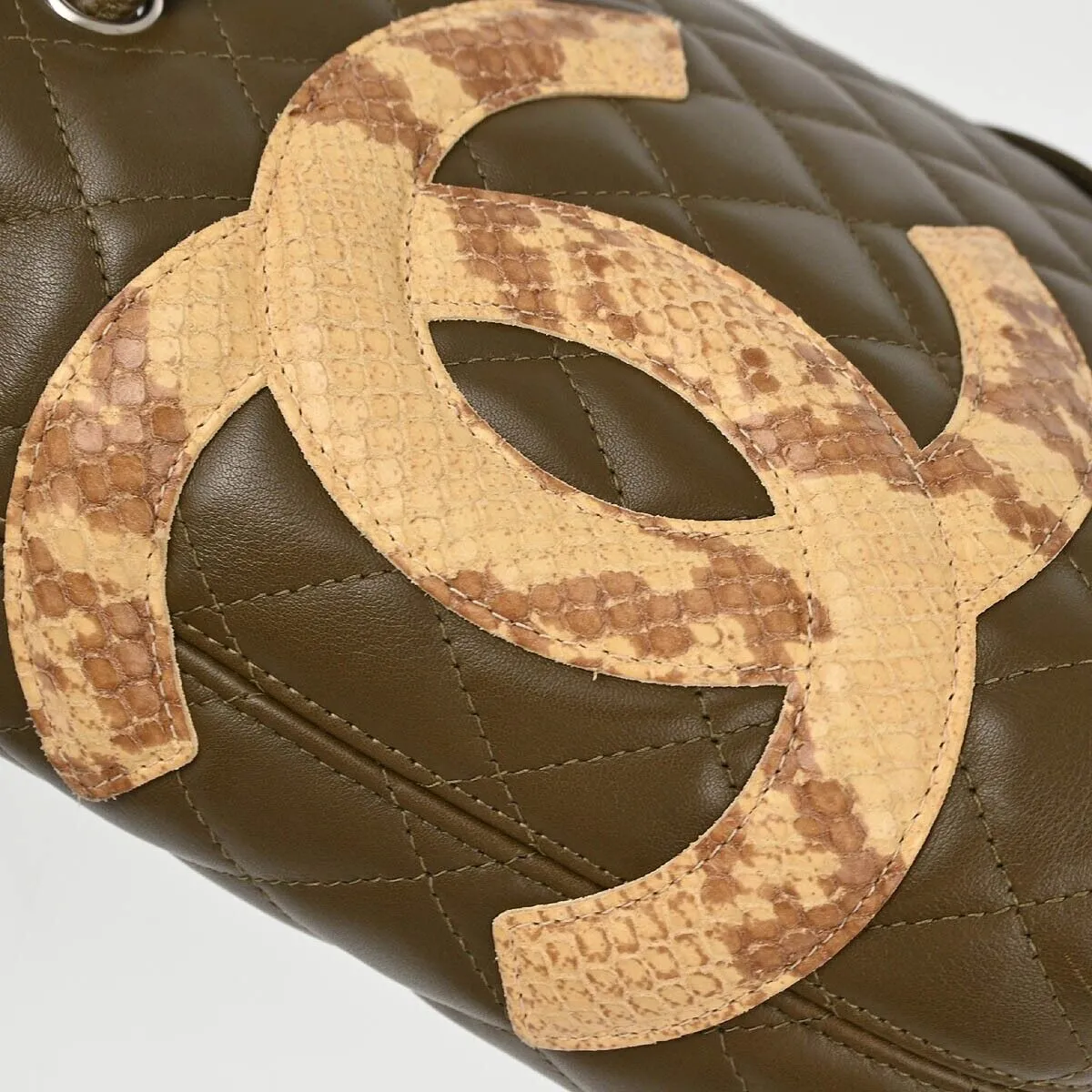 Chanel Khaki Calfskin Cambon Ligne Tote