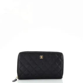 CHANEL Zip Around Organizer Wallet Quilted Caviar Large