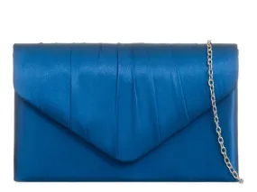 Denim Blue Satin Clutch Bag