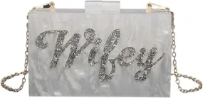 Elegant Ladies Acrylic Evening Bag MRS Wedding Clutch Bridal Purse Marble Chain Shoulder Bag for Banquet Prom Party