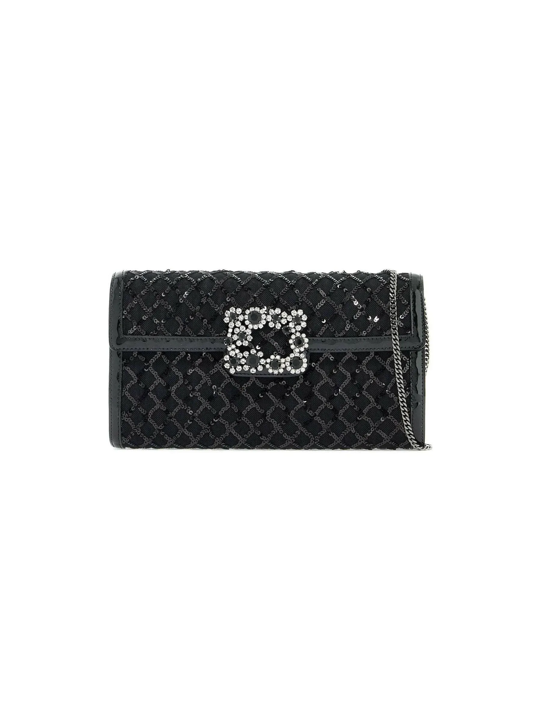 Envelope Flower Buckle Sequin Clutch