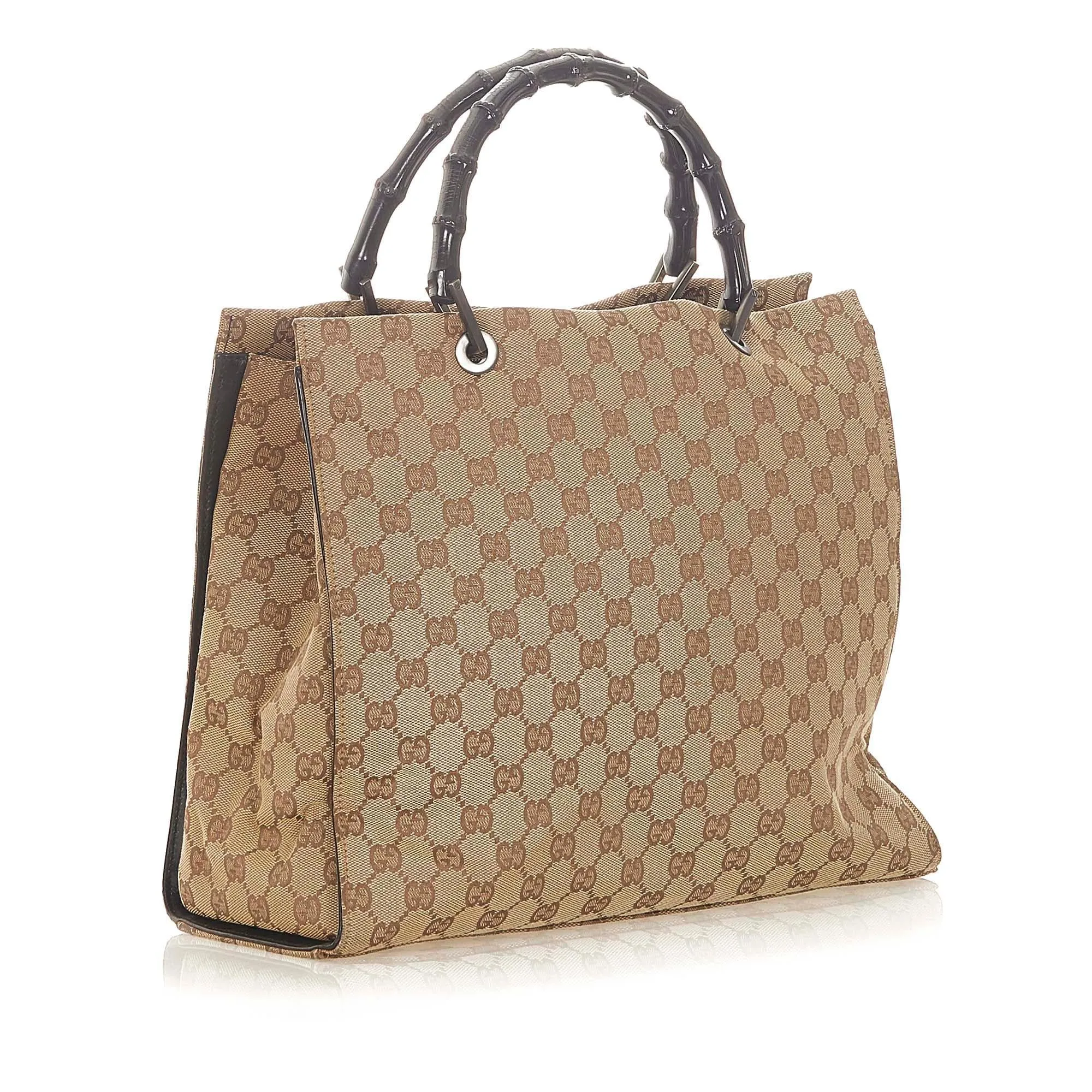 Gucci Bamboo GG Canvas Tote Bag (SHG-20436)