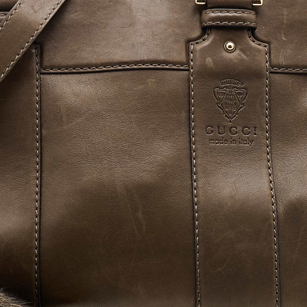 Gucci Brown Leather Crest Smilla Satchel