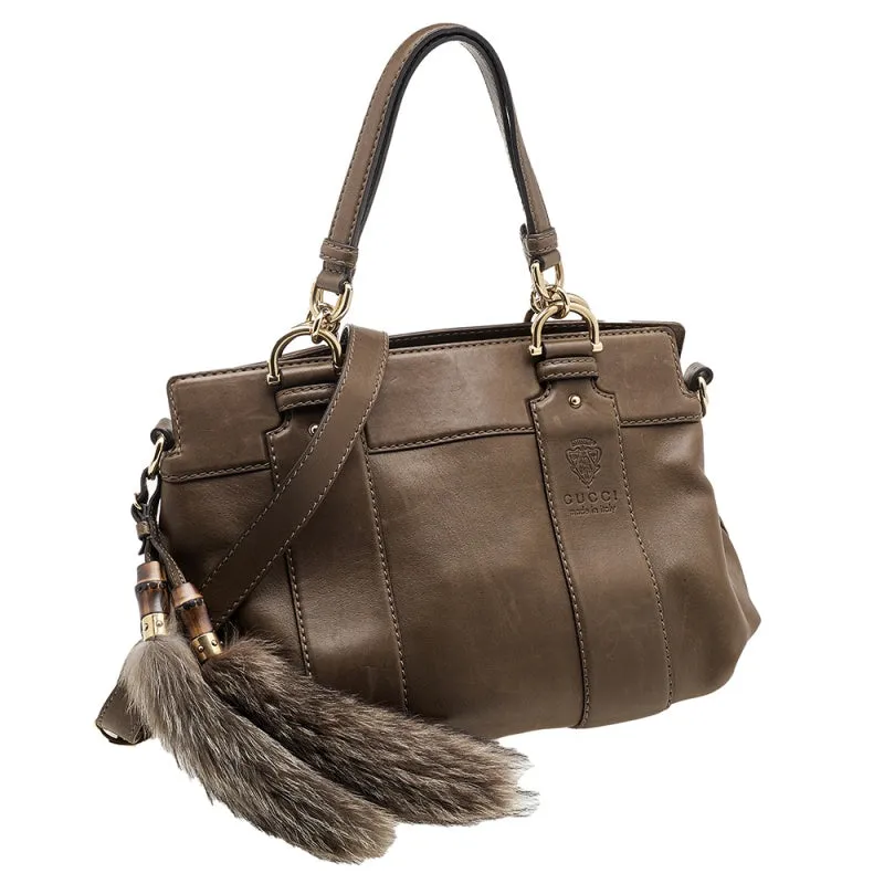 Gucci Brown Leather Crest Smilla Satchel