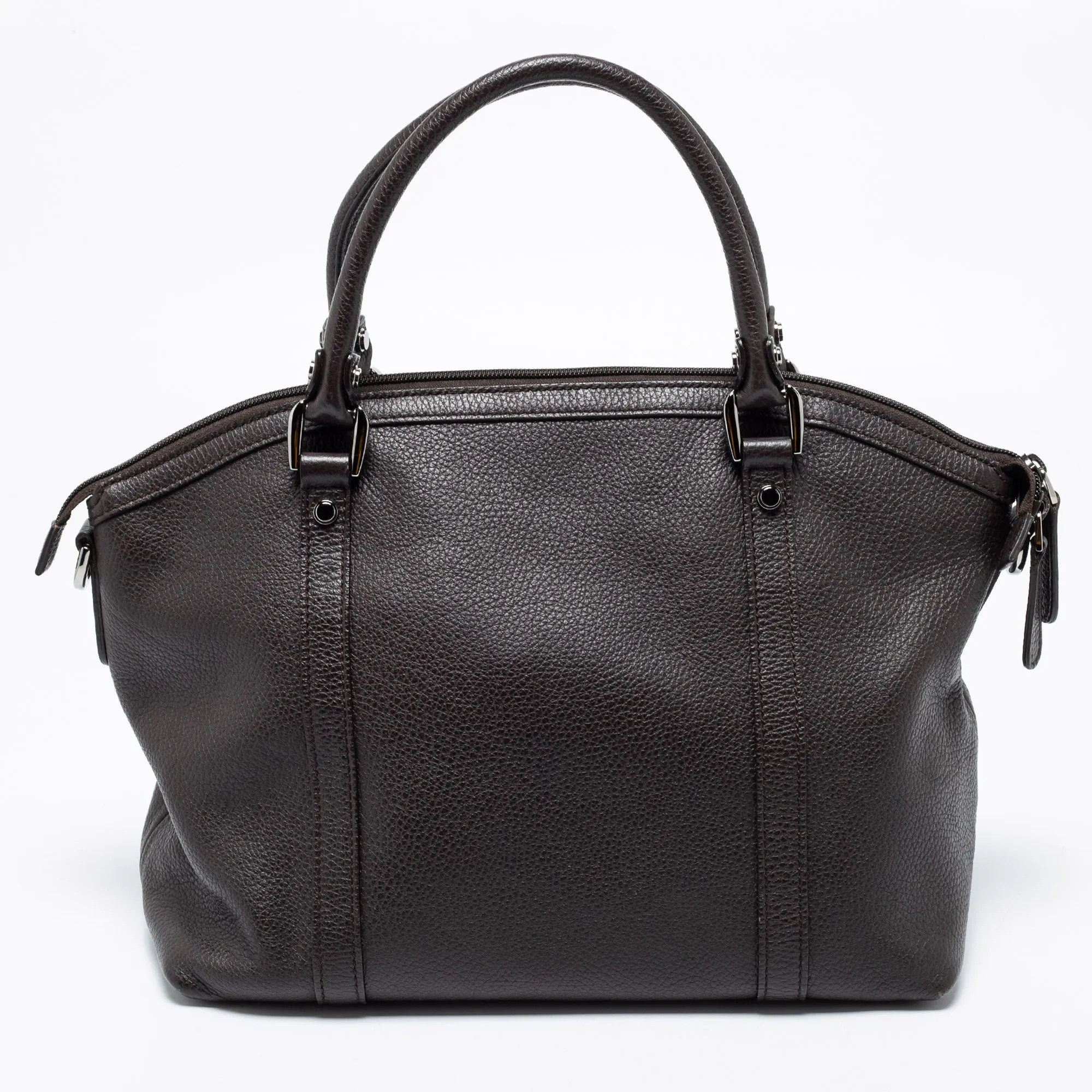 Gucci Dark Brown Leather GG Charm Dome Satchel