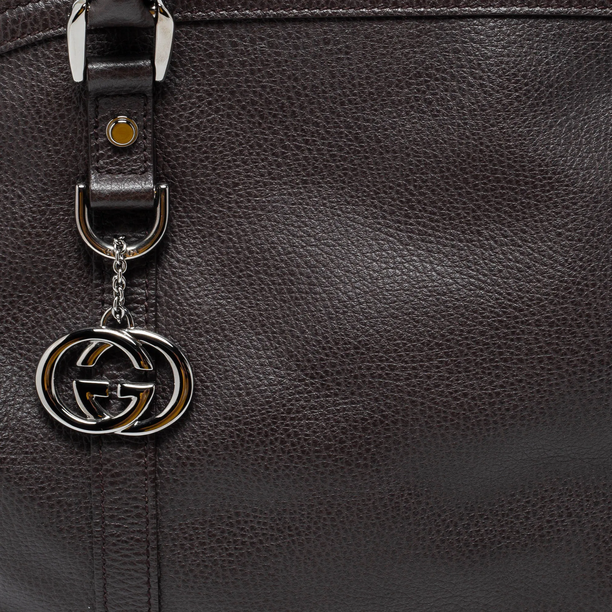 Gucci Dark Brown Leather GG Charm Dome Satchel