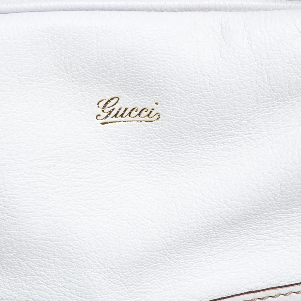 Gucci White Leather Capri Chain Satchel