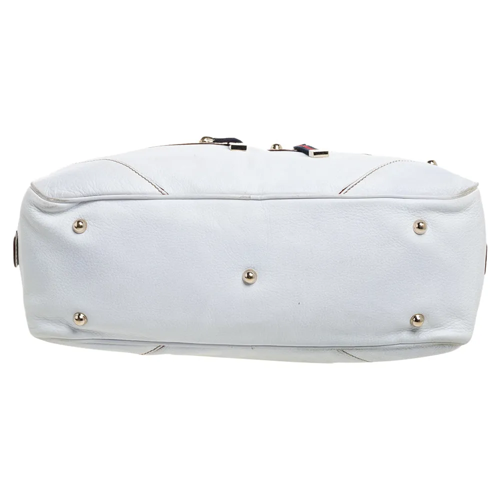 Gucci White Leather Capri Chain Satchel