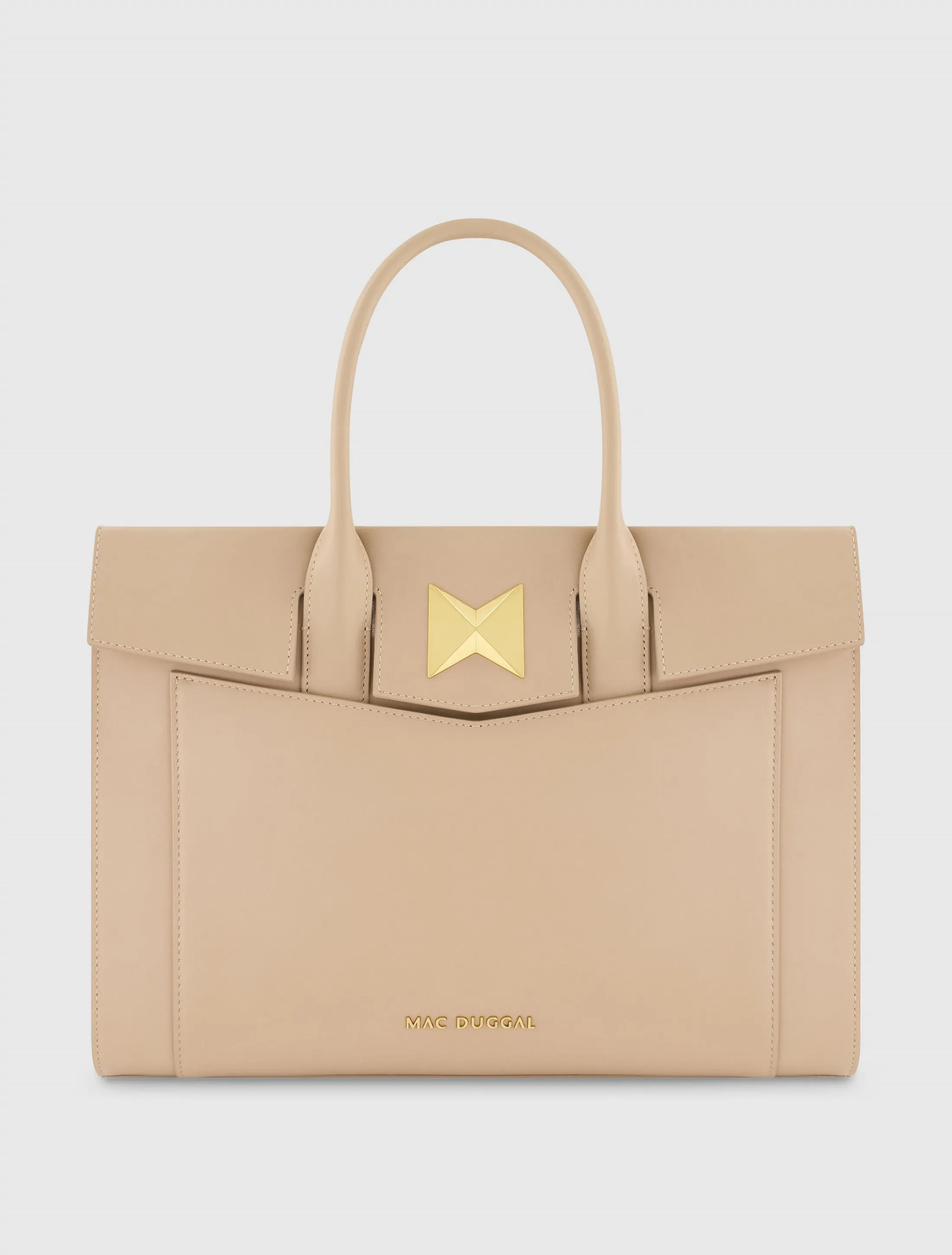 Large Leather Briefcase Bag With Gold Hardware