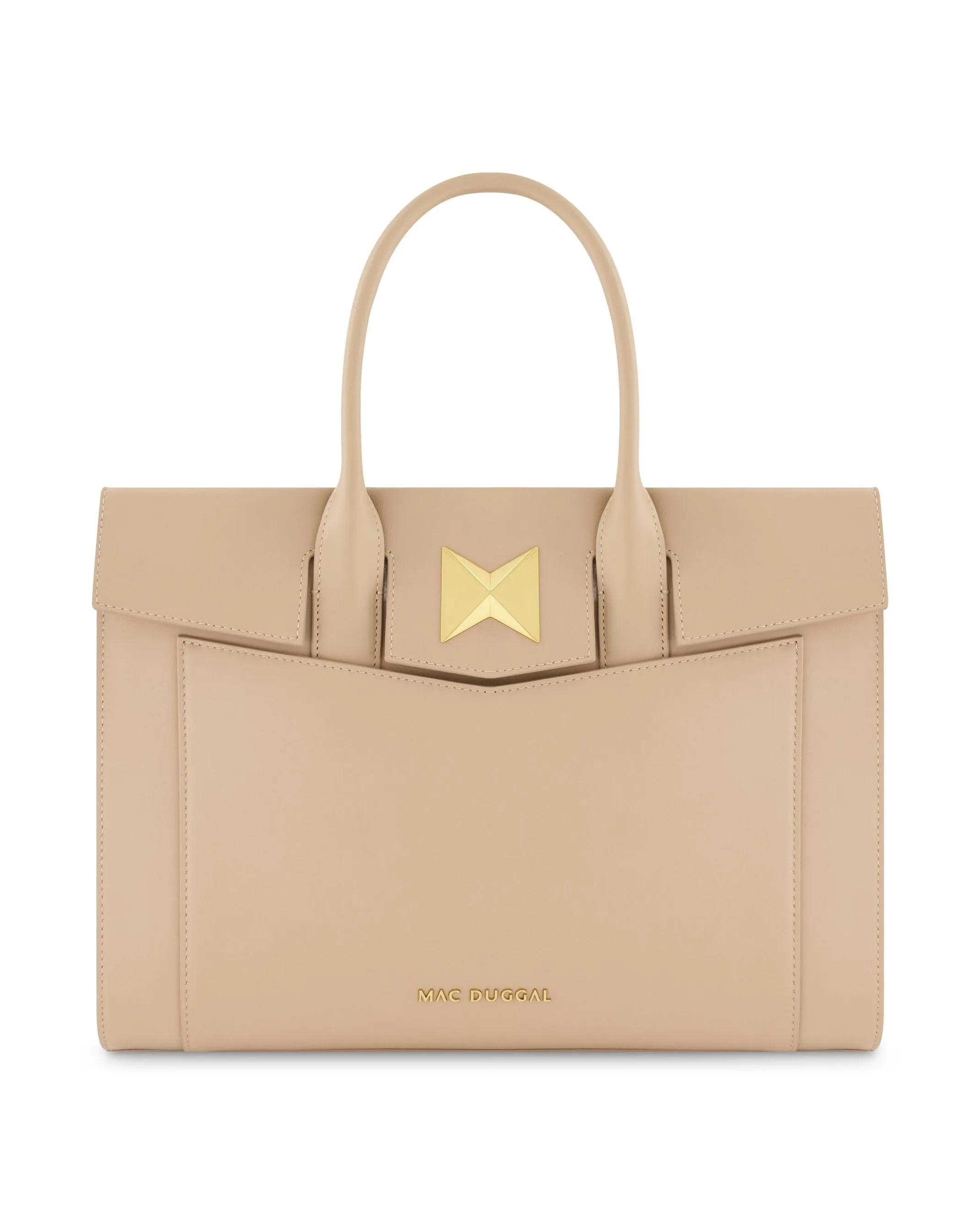 Large Leather Briefcase Bag With Gold Hardware