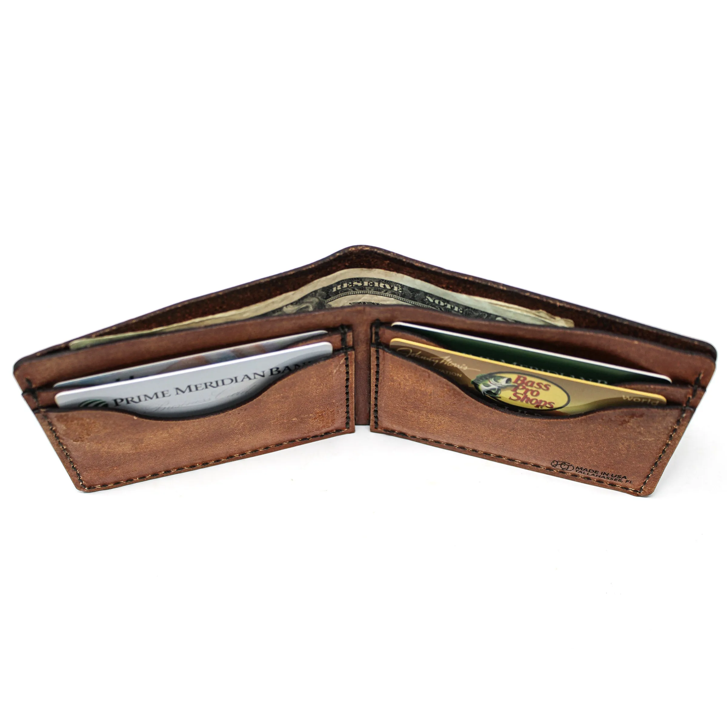 Leather Bill Fold Mens Wallet -  Offshore Slam