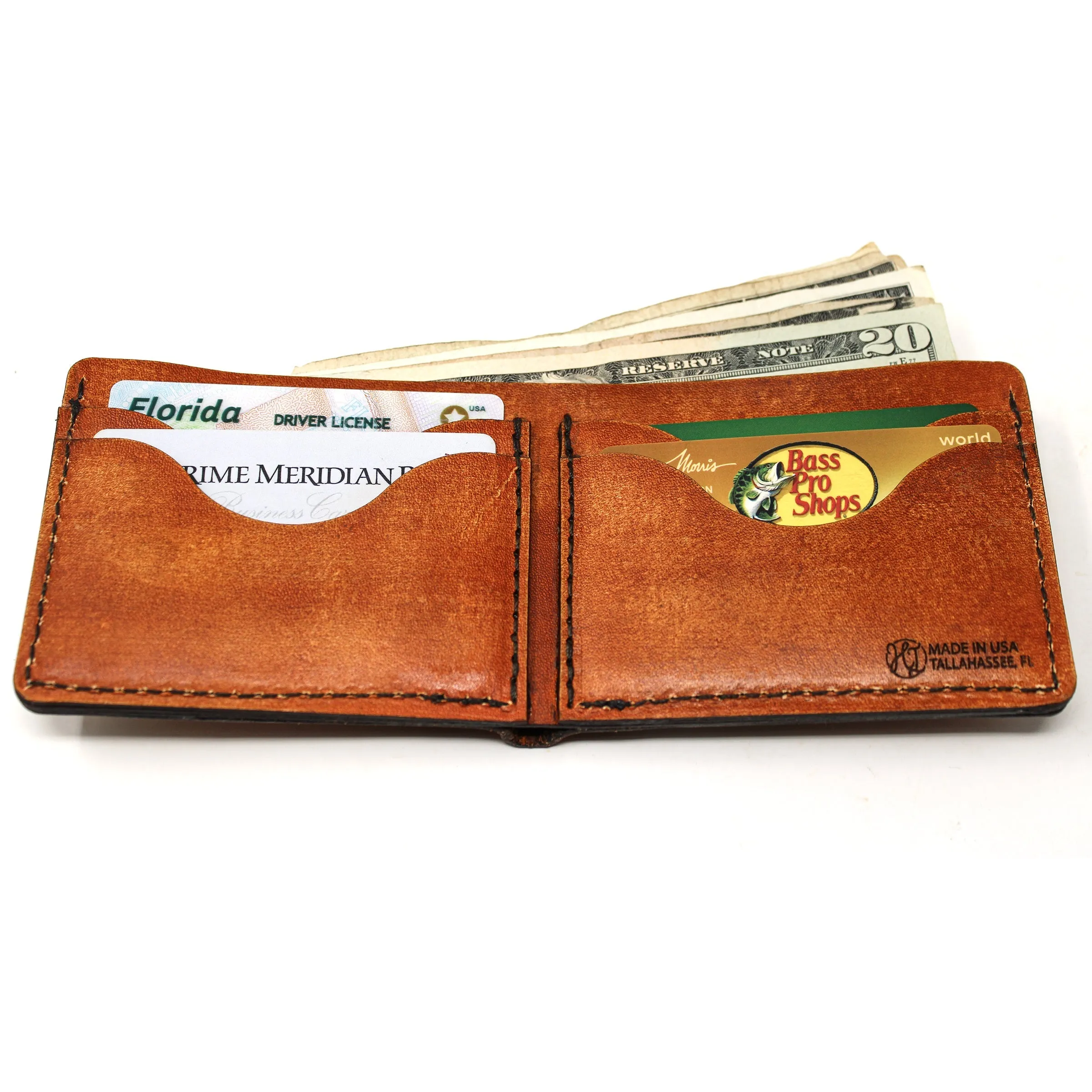 Leather Bill Fold Mens Wallet -  Offshore Slam