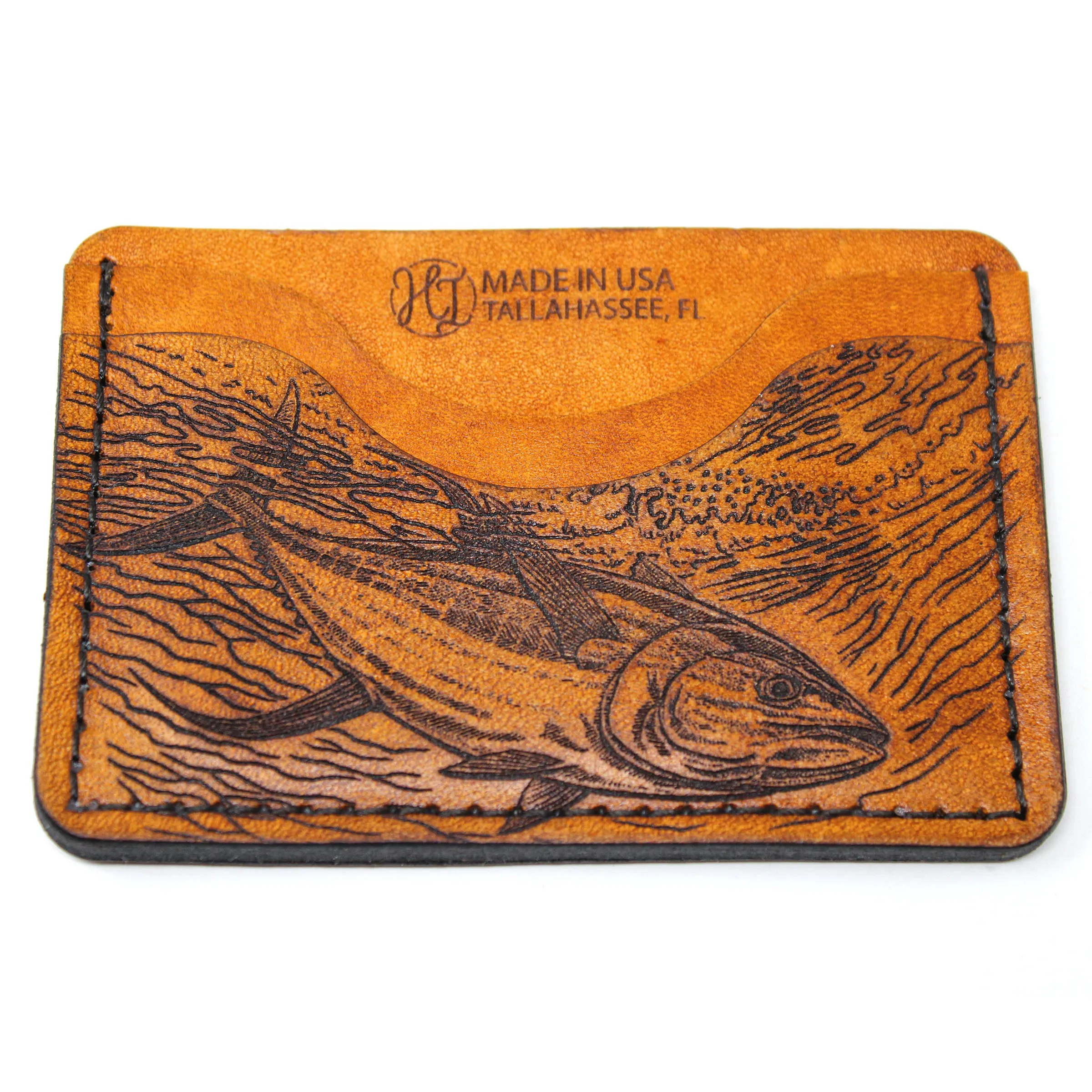 Leather Card Holder Mens Wallet -  Yellowfin Tuna