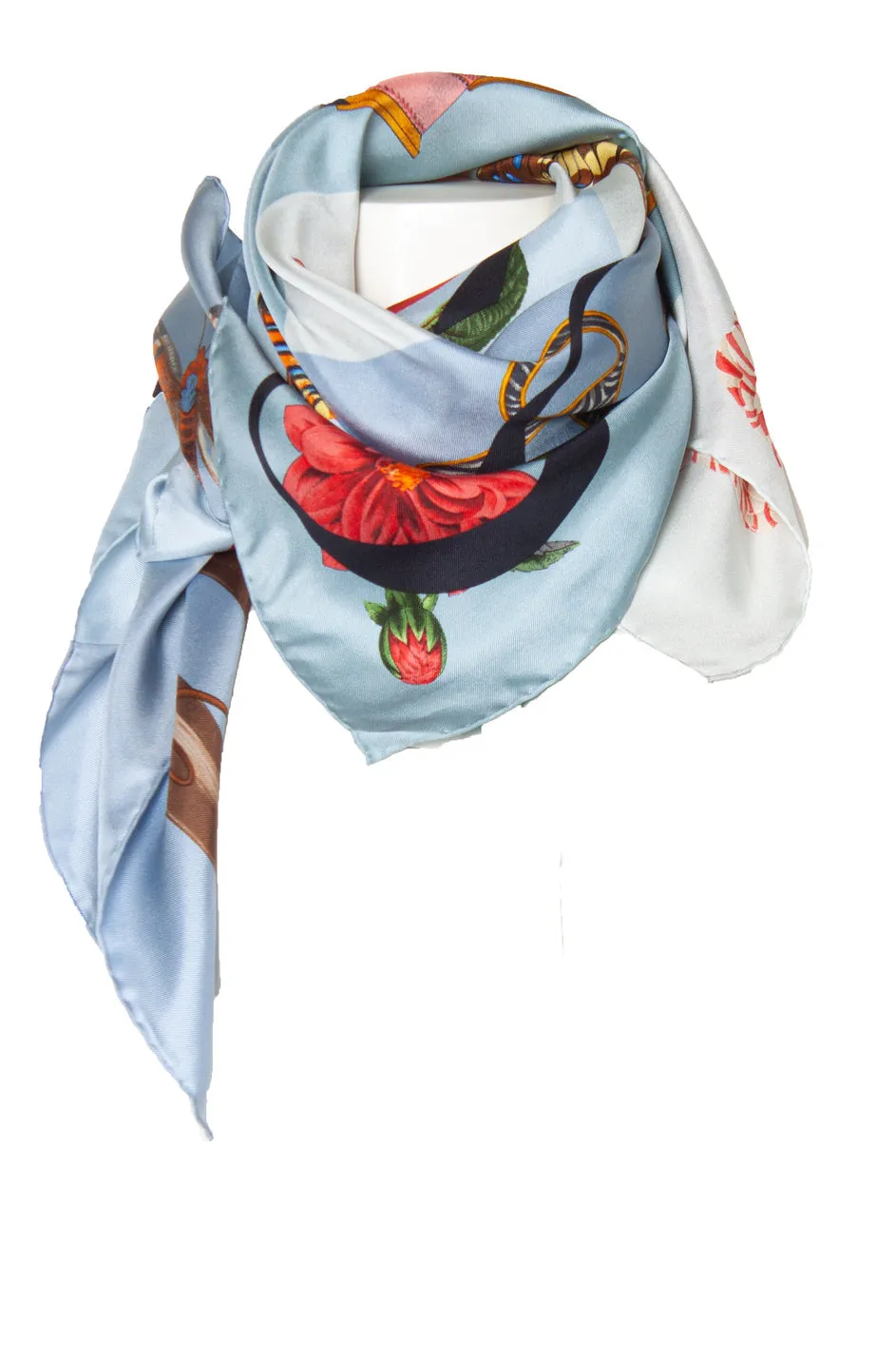 Logo and iconic item printed silk scarf