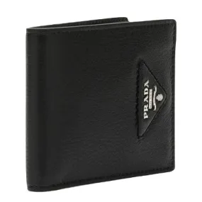 Men's Logo Plaque Leather Wallet in Nero | 2MO5132BBE