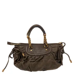 Olive Green Leather Tassel Satchel
