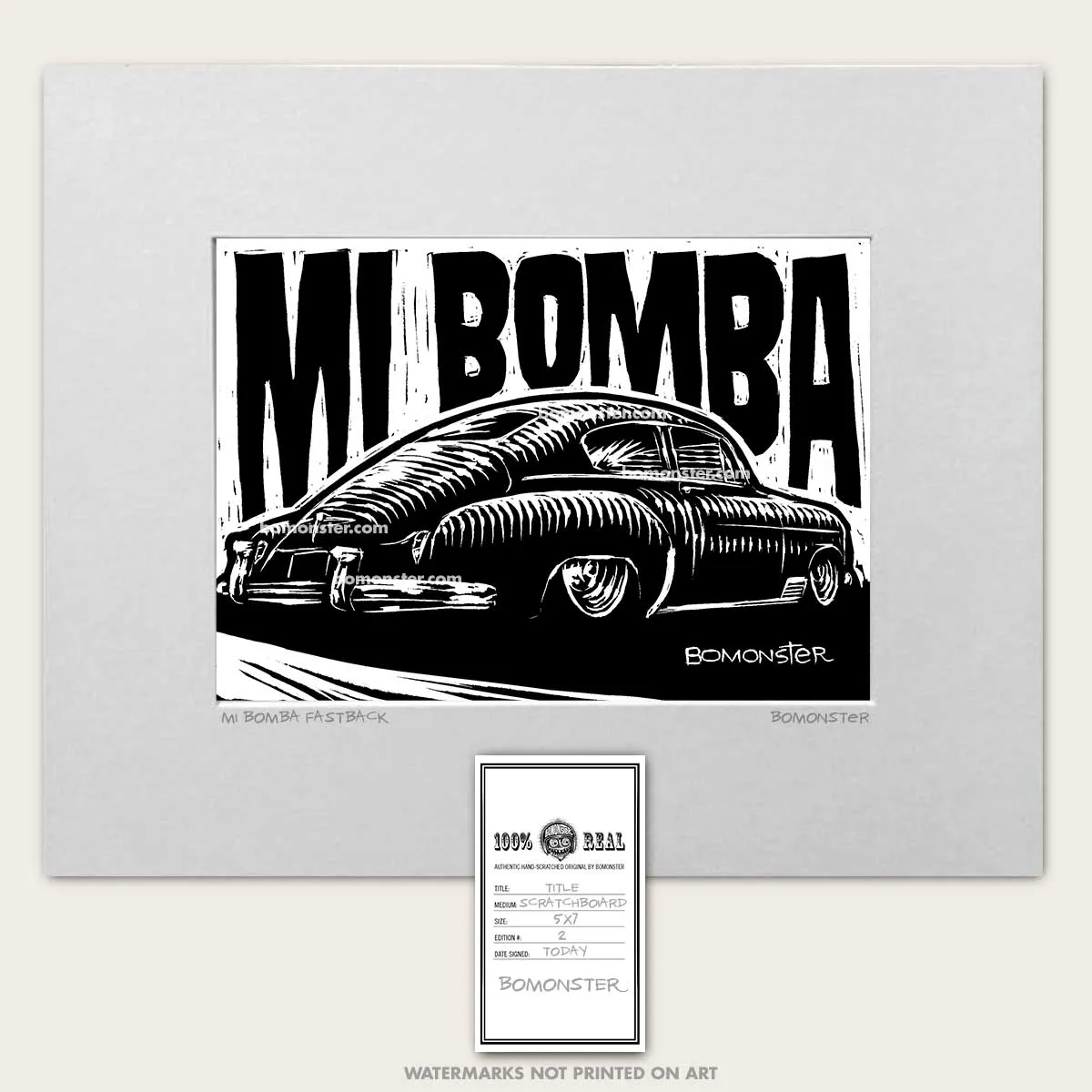 Original Lowrider Chevy Fastback Art "Mi Bomba"