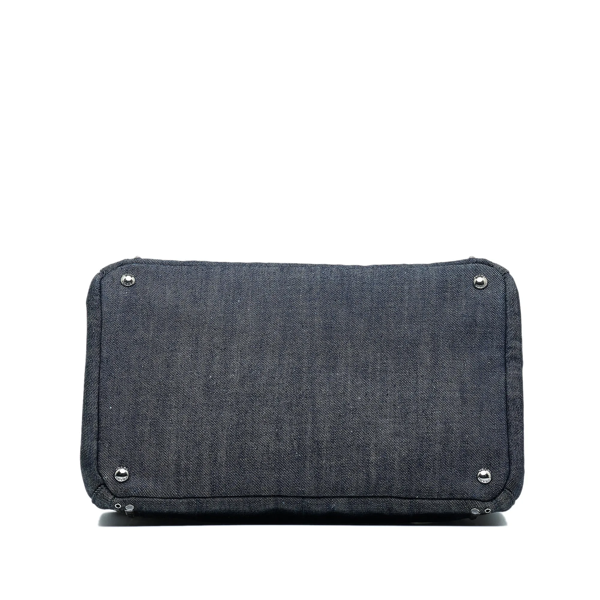 PRADA Canapa Jeweled Denim Satchel