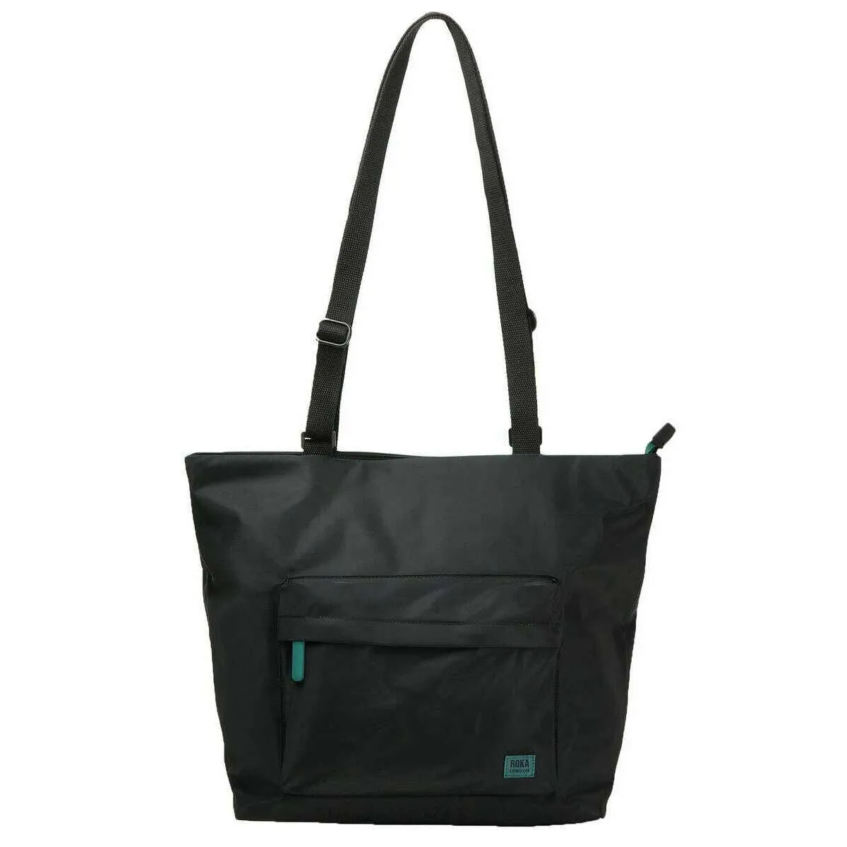 Roka Trafalgar B All Black Recycled Nylon Tote Bag - Black/Teal