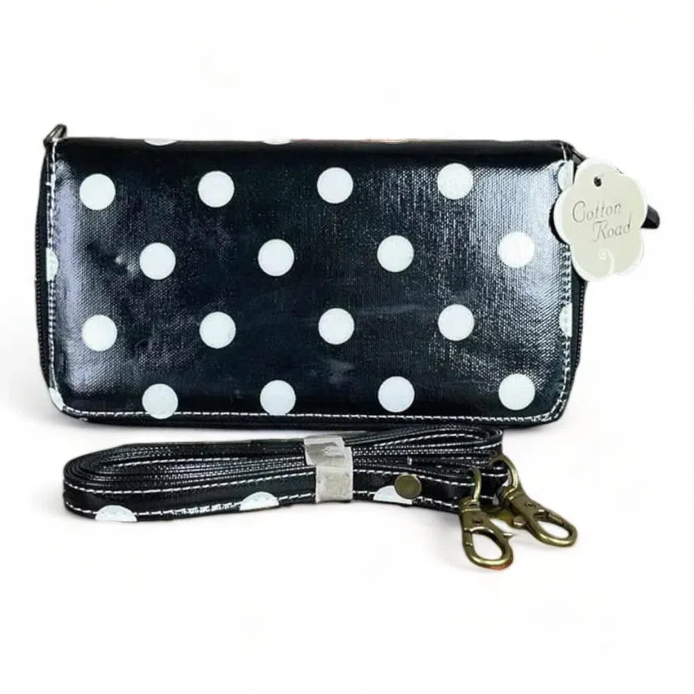 Sling Wallet - Black with Large Dots