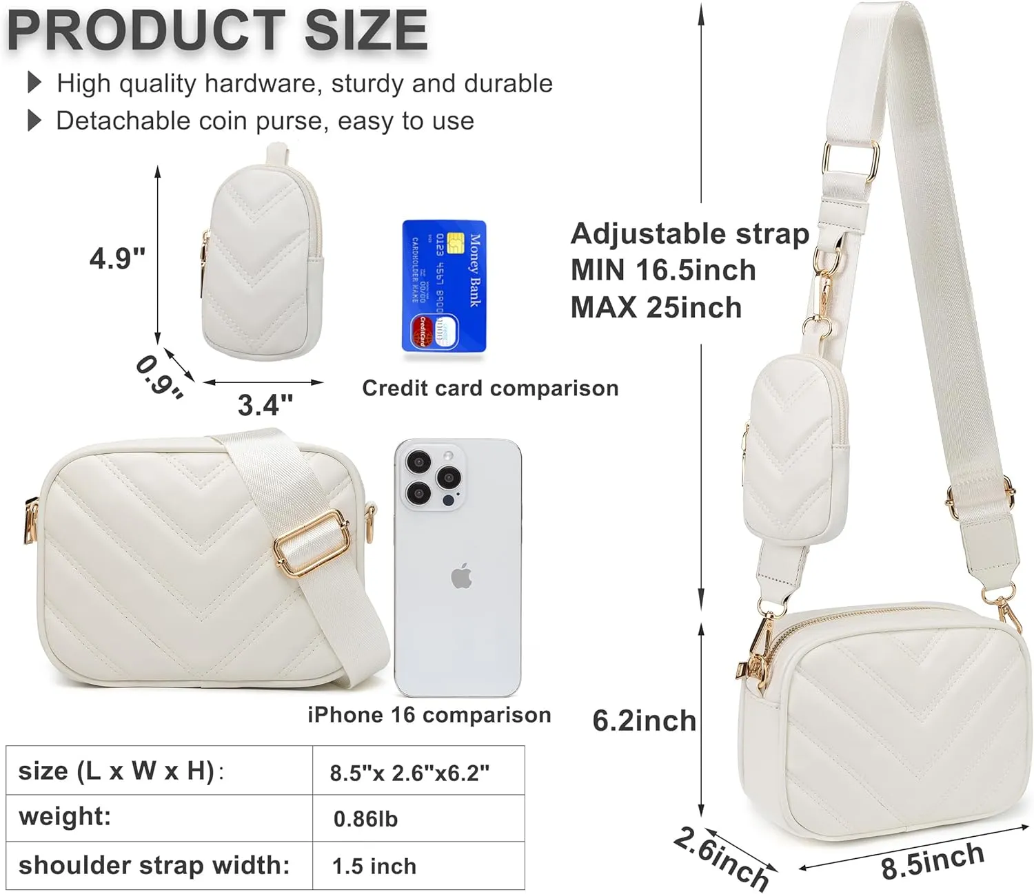 Small Quilted Crossbody Bags for Women Stylish Leather Purse Designer Handbag with Coin Pouch for Shopping, Dating, Traveling
