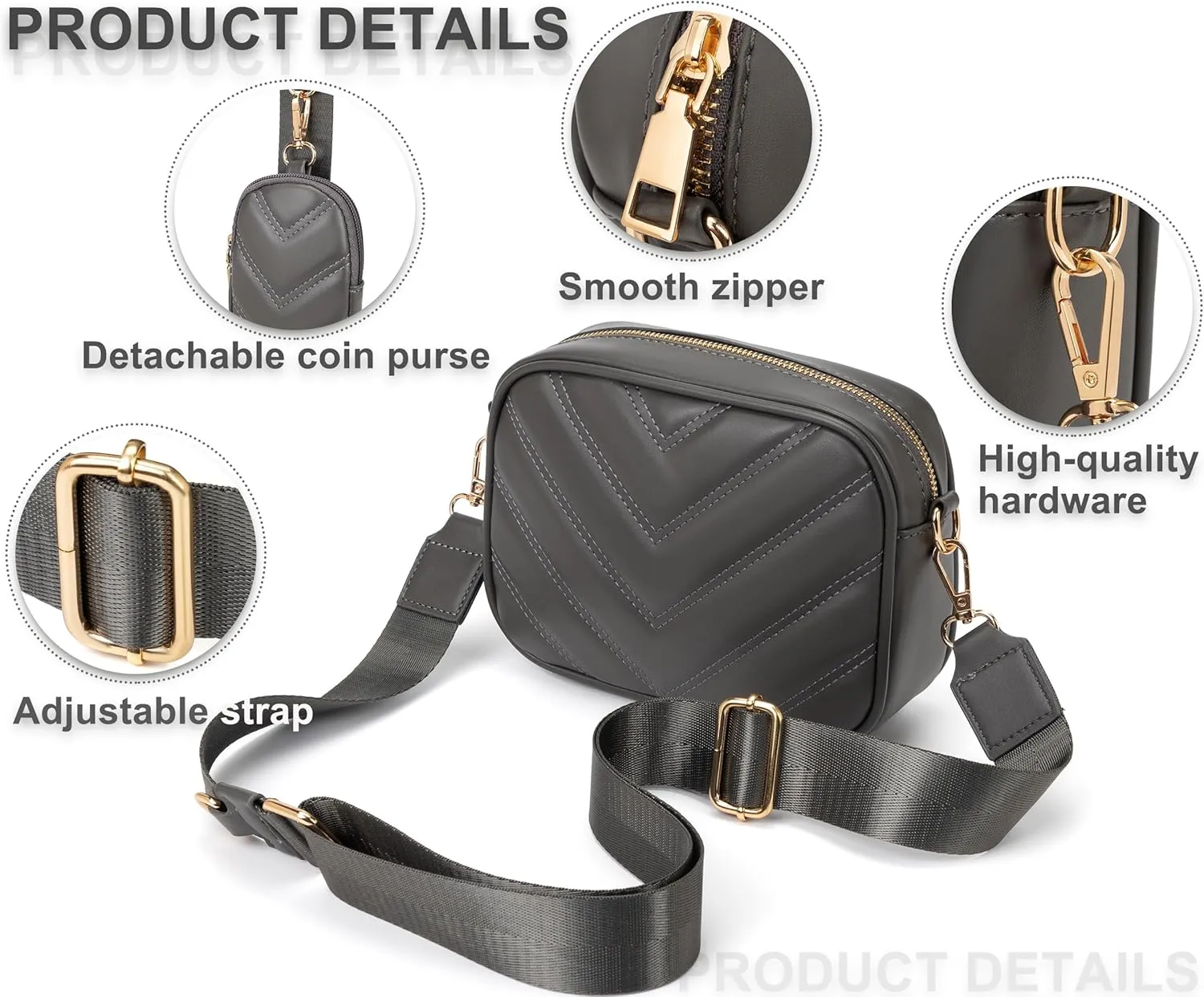 Small Quilted Crossbody Bags for Women Stylish Leather Purse Designer Handbag with Coin Pouch for Shopping, Dating, Traveling