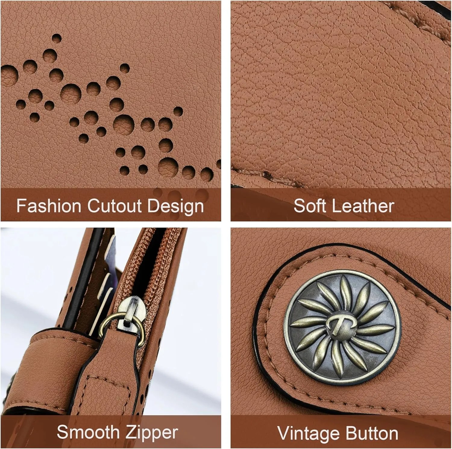 Small Wallet for Women Bifold RFID Blocking Card Holder Leather Wallets with Zipper Coin Pocket