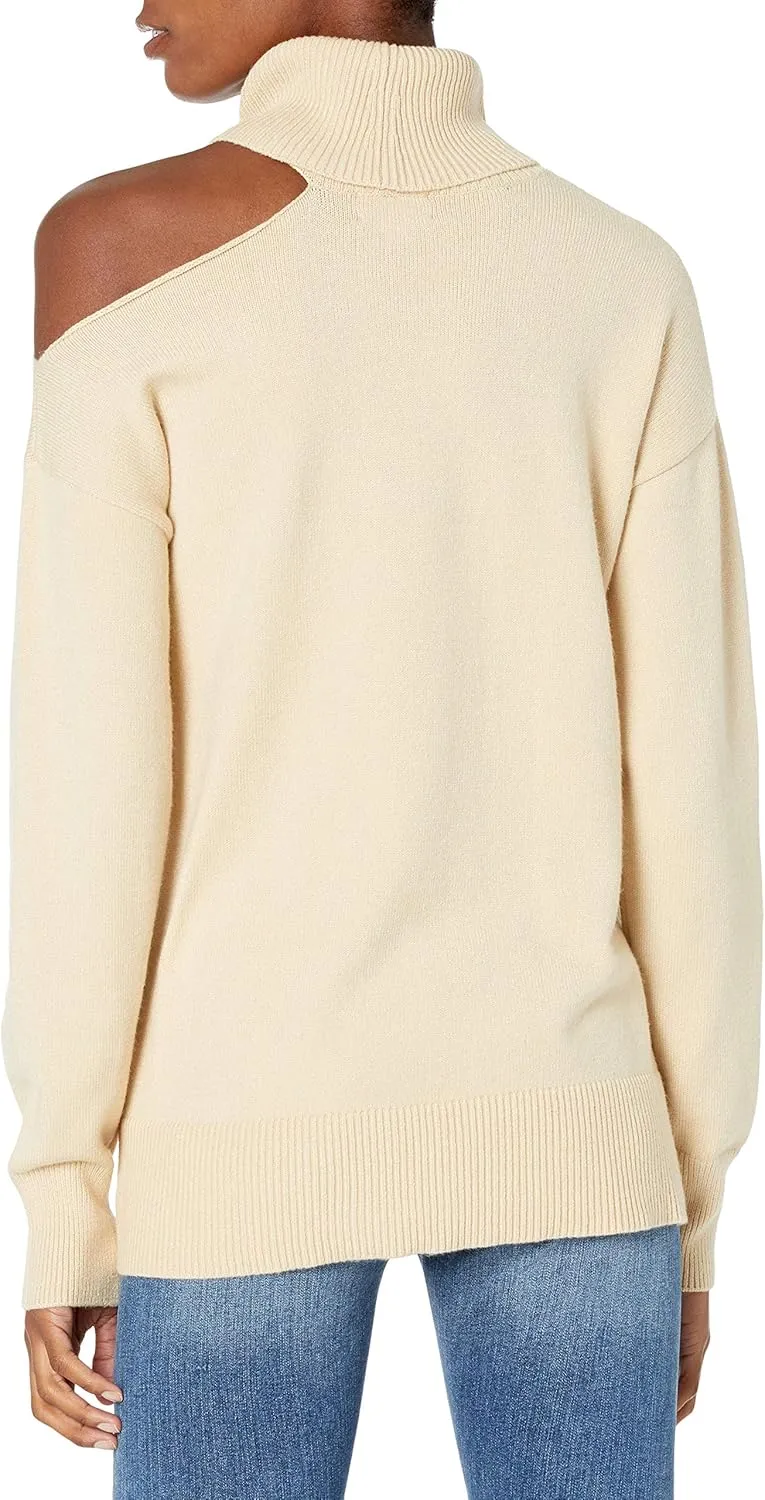 The Drop Women's Josephine Long-Sleeve Cutout Loose Turtleneck Sweater