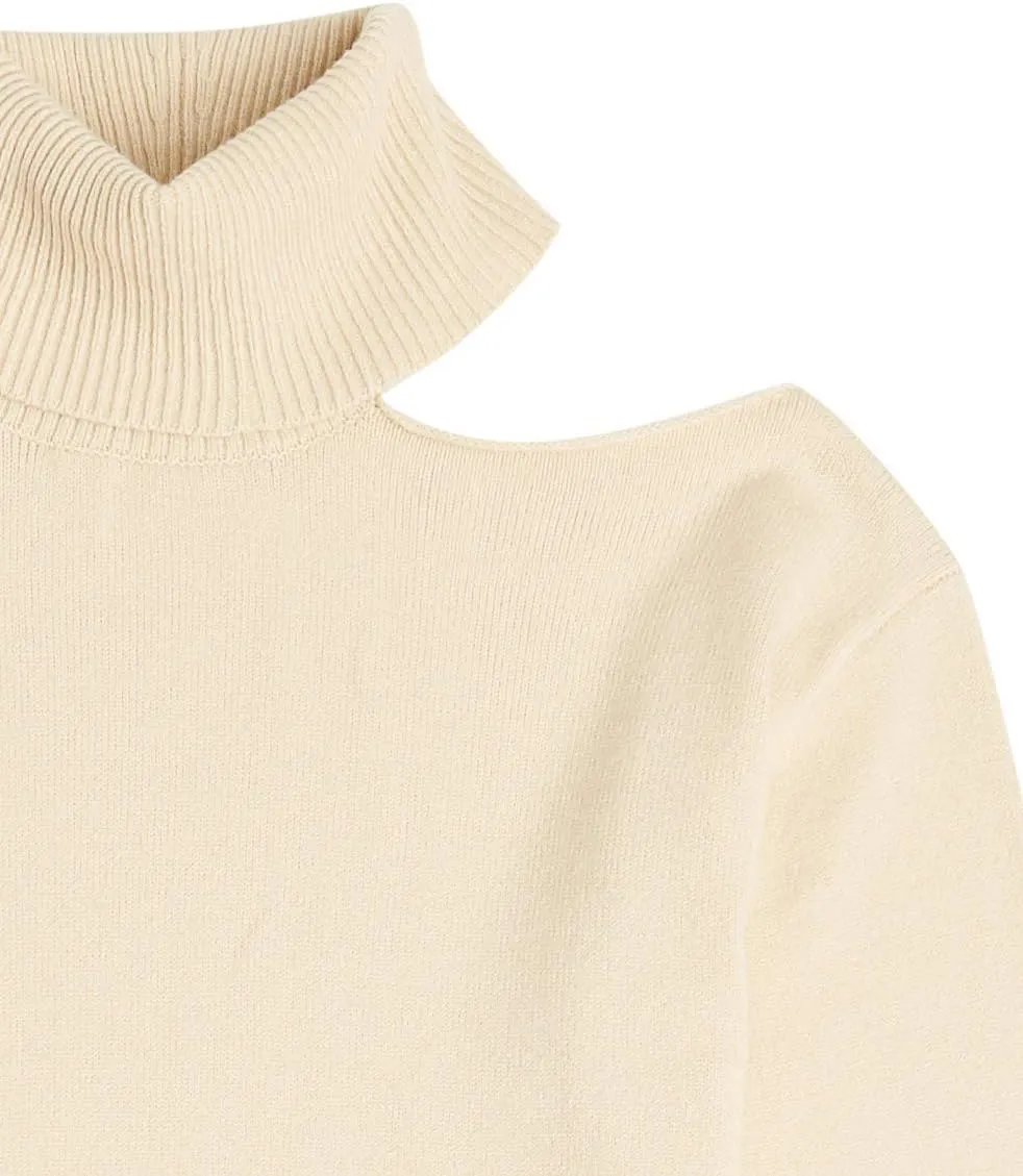 The Drop Women's Josephine Long-Sleeve Cutout Loose Turtleneck Sweater