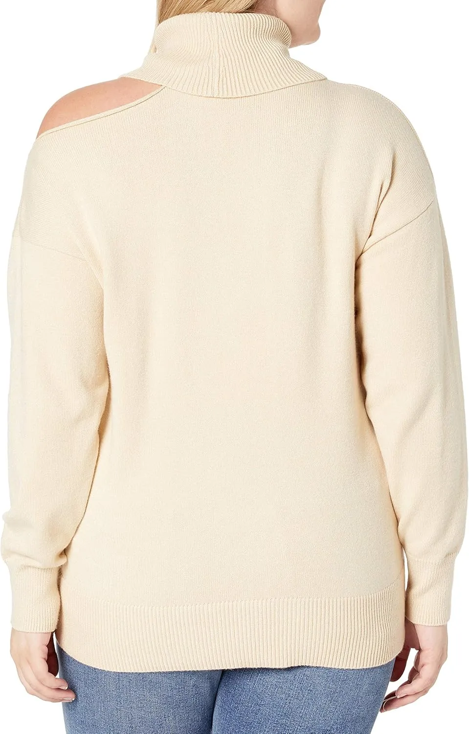 The Drop Women's Josephine Long-Sleeve Cutout Loose Turtleneck Sweater