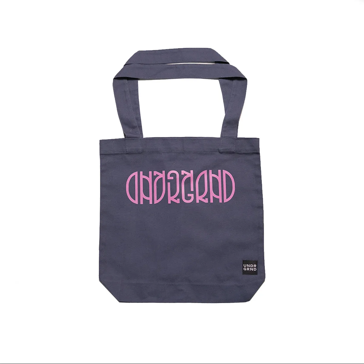 Underground Ambigram Tote Bag - Petrol Blue Canvas