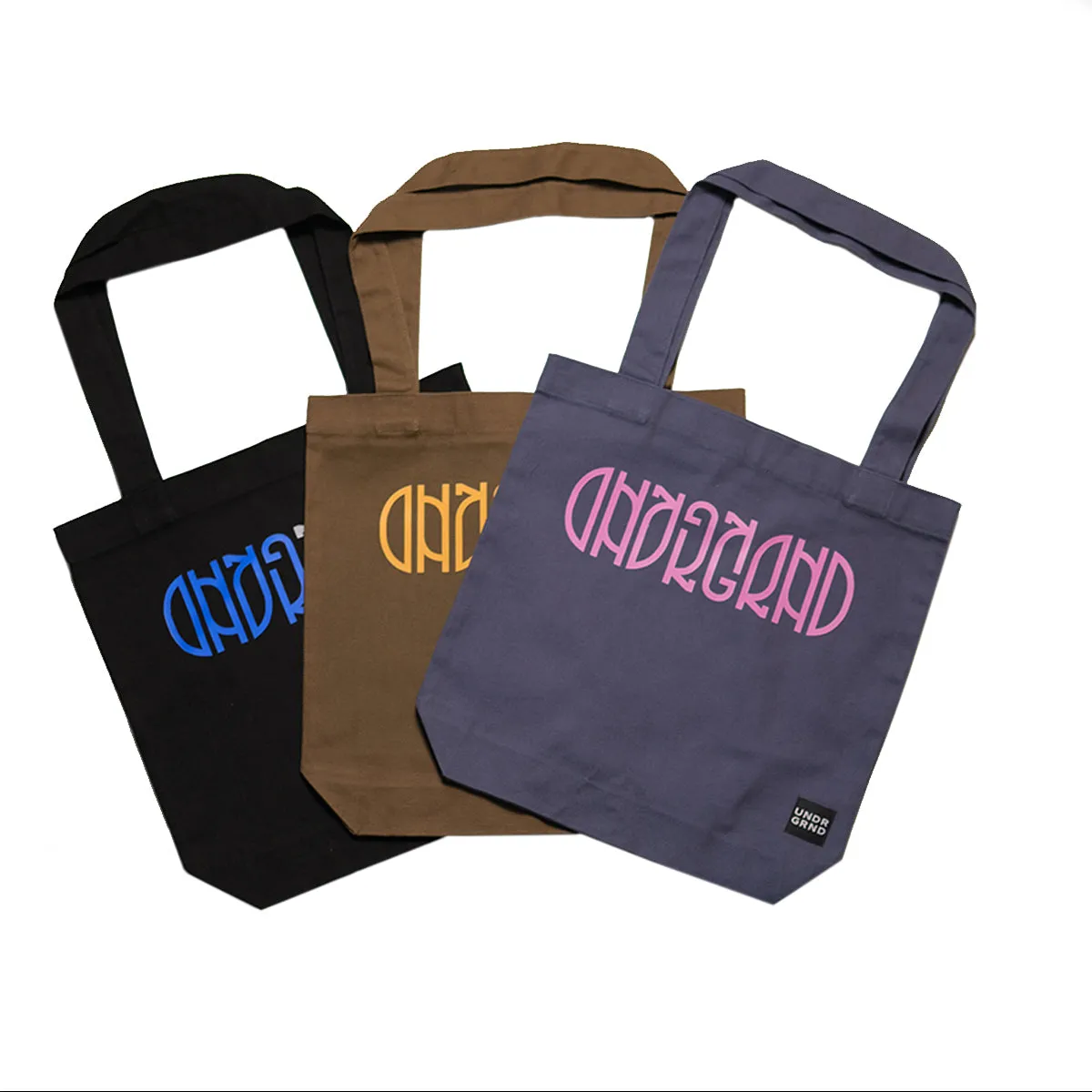 Underground Ambigram Tote Bag - Petrol Blue Canvas